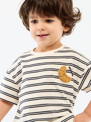 T-shirt van jerseytricot met korte mouwen en borstzak met print