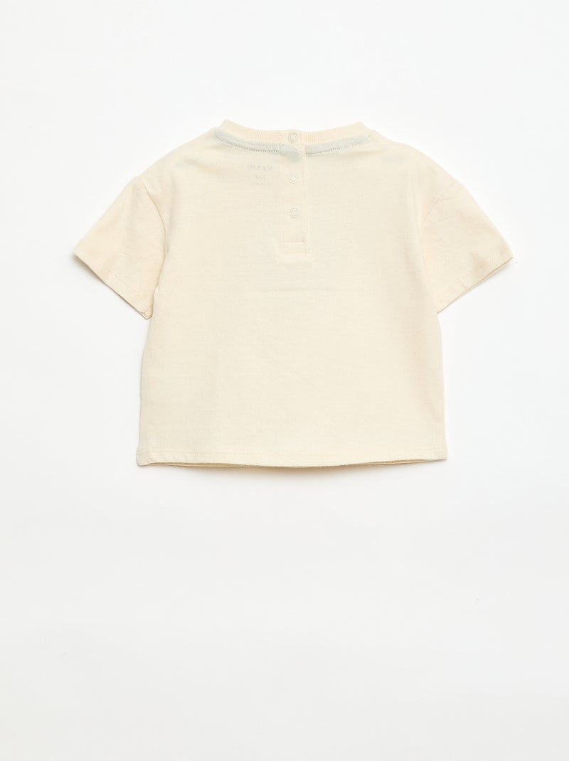T-shirt van jerseytricot met korte mouwen en borstzak met print Wit - Kiabi