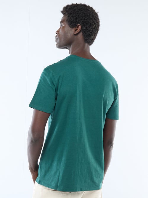 T-shirt van jerseytricot met korte mouwen en print op voor- en achterkant - Kiabi