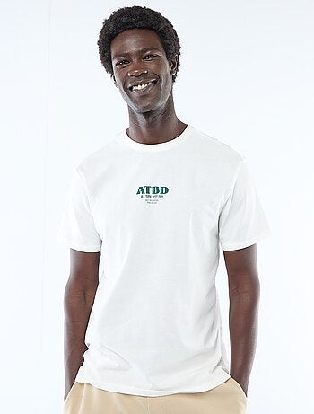 T-shirt van jerseytricot met korte mouwen en print op voor- en achterkant