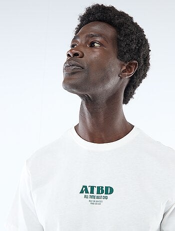 T-shirt van jerseytricot met korte mouwen en print op voor- en achterkant