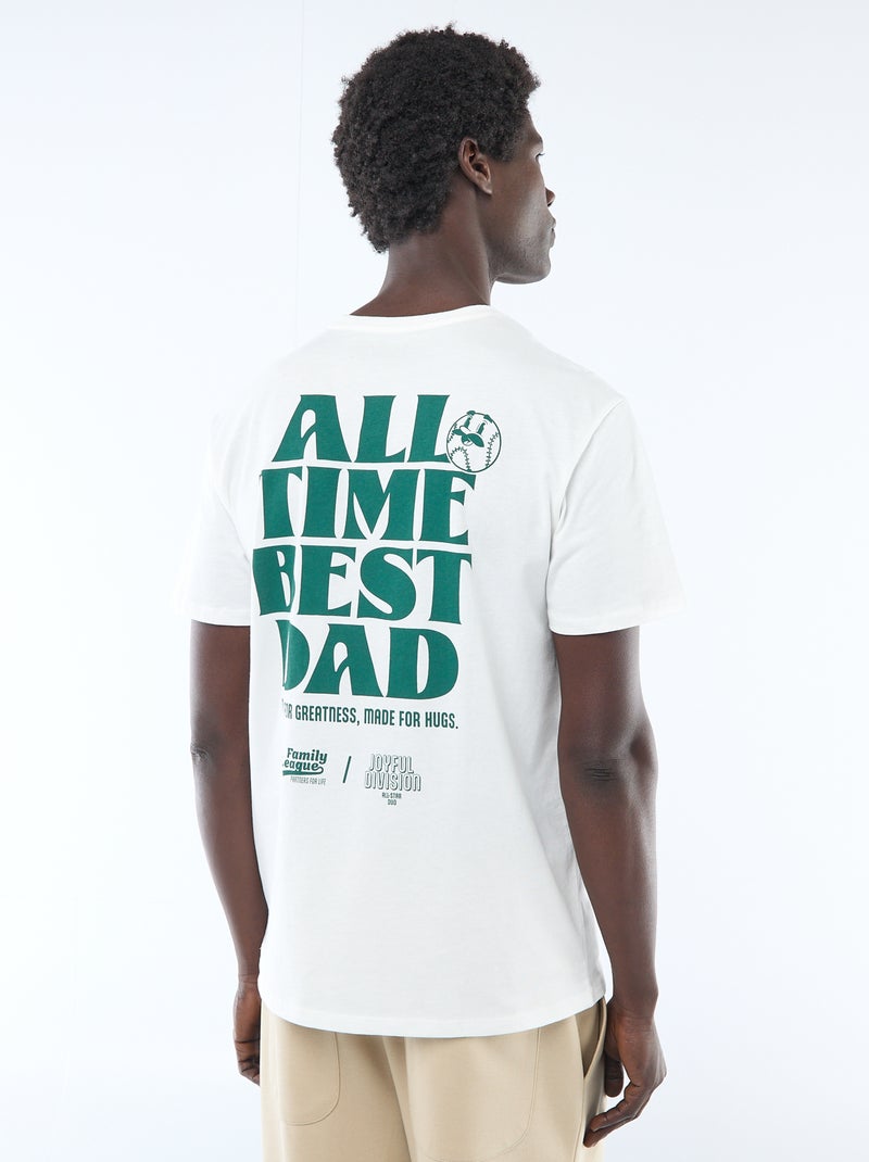 T-shirt van jerseytricot met korte mouwen en print op voor- en achterkant Wit - Kiabi