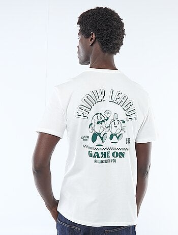 T-shirt van jerseytricot met korte mouwen en print op voor- en achterkant