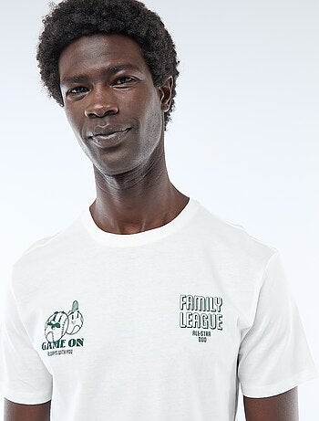 T-shirt van jerseytricot met korte mouwen en print op voor- en achterkant