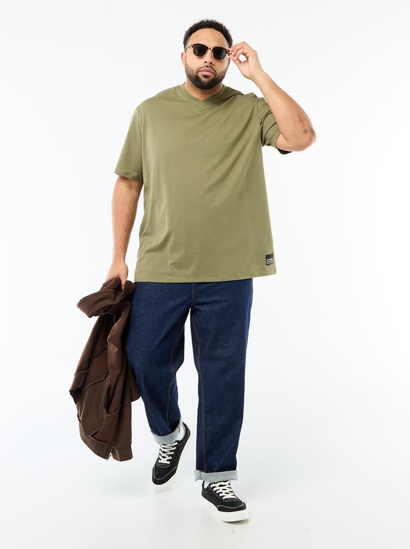 T-shirt van jerseytricot met korte mouwen Groen - Kiabi