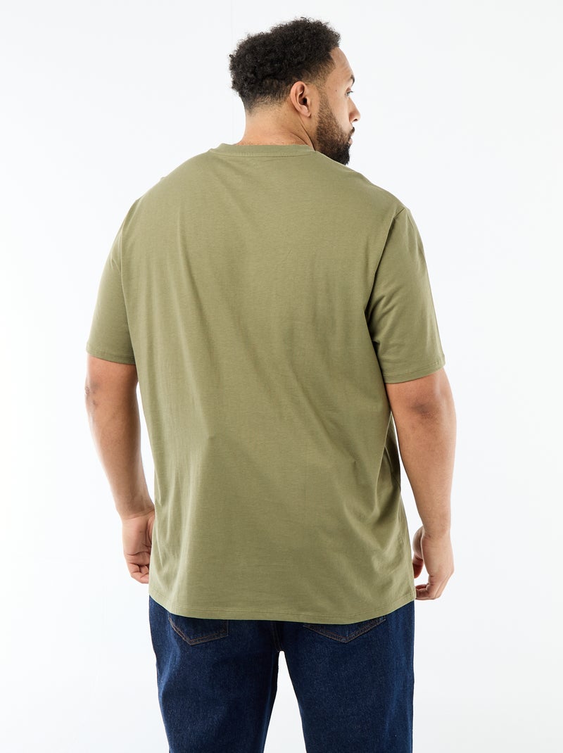 T-shirt van jerseytricot met korte mouwen Groen - Kiabi