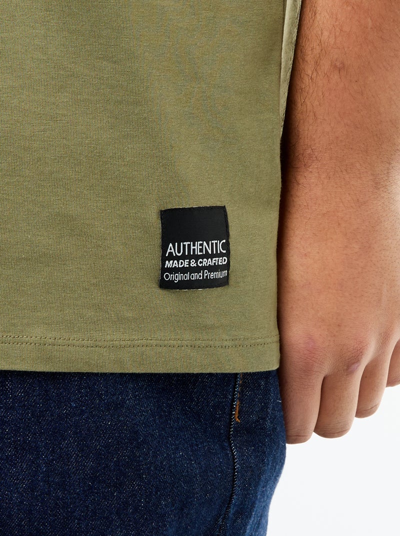 T-shirt van jerseytricot met korte mouwen Groen - Kiabi