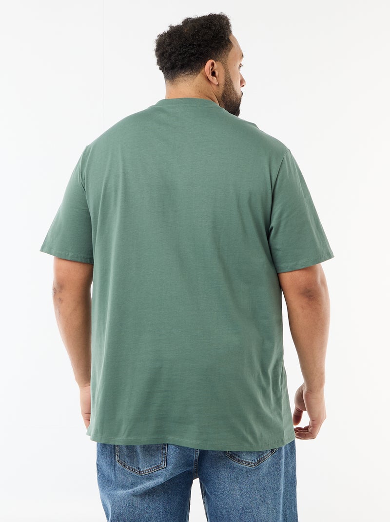 T-shirt van jerseytricot met korte mouwen Groen - Kiabi