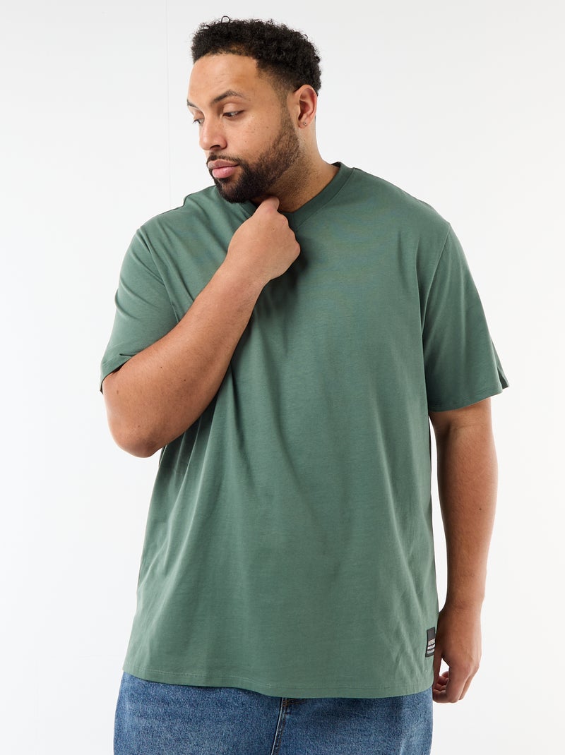 T-shirt van jerseytricot met korte mouwen Groen - Kiabi