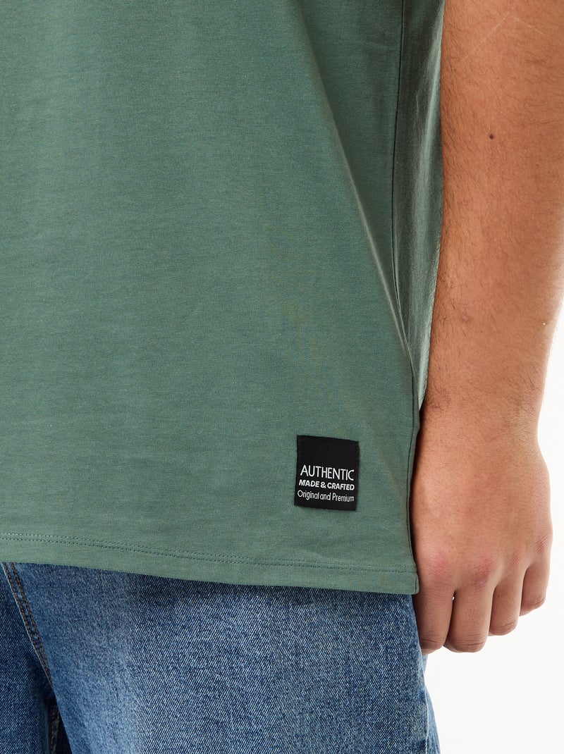 T-shirt van jerseytricot met korte mouwen Groen - Kiabi