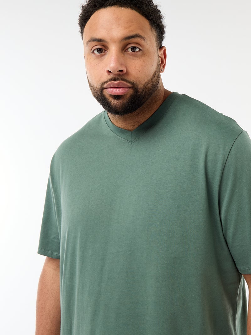 T-shirt van jerseytricot met korte mouwen Groen - Kiabi