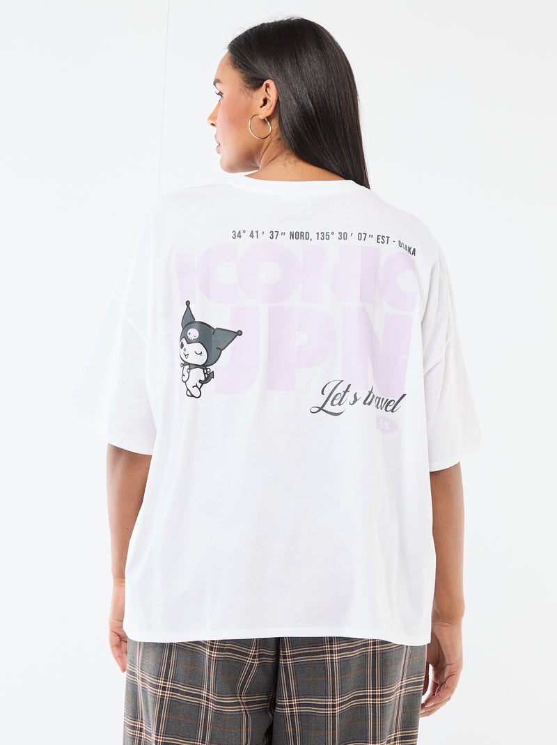 T-shirt van jerseytricot met korte mouwen 'Kuromi' Wit - Kiabi
