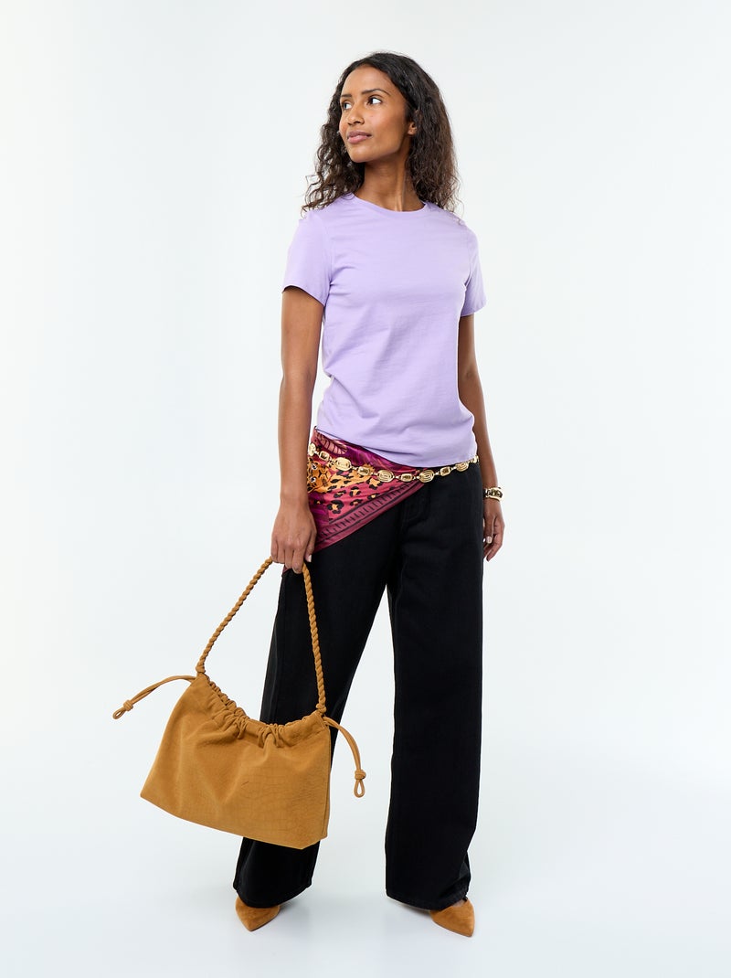 T-shirt van jerseytricot met korte mouwen Paars - Kiabi