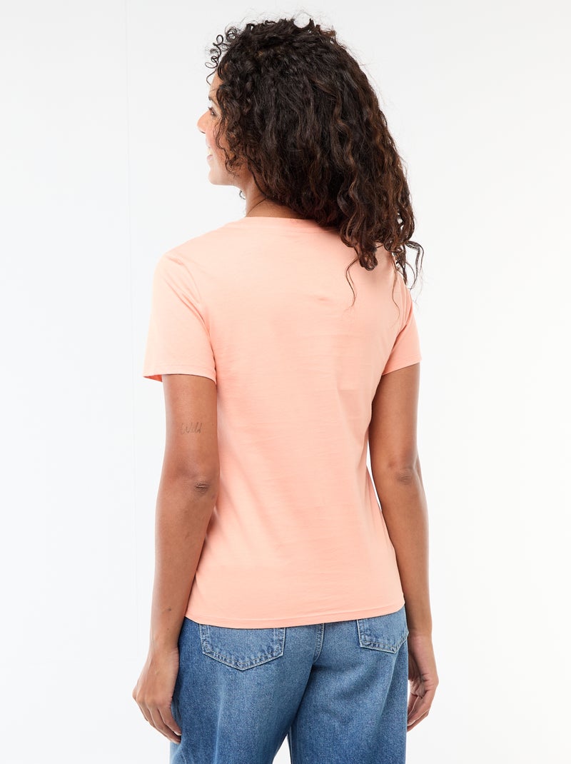 T-shirt van jerseytricot met korte mouwen Rose - Kiabi