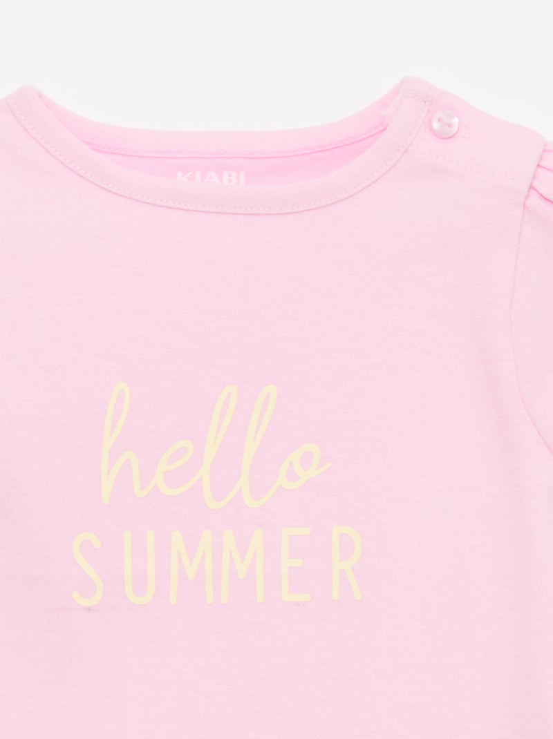 T-shirt van jerseytricot met korte mouwen Rose - Kiabi