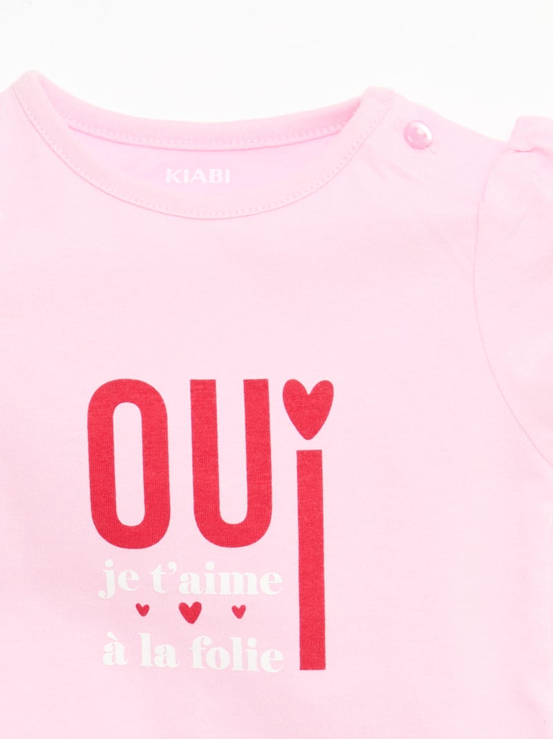 T-shirt van jerseytricot met korte mouwen Rose - Kiabi