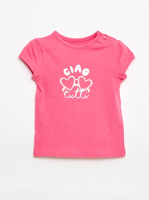 T-shirt van jerseytricot met korte mouwen - Kiabi