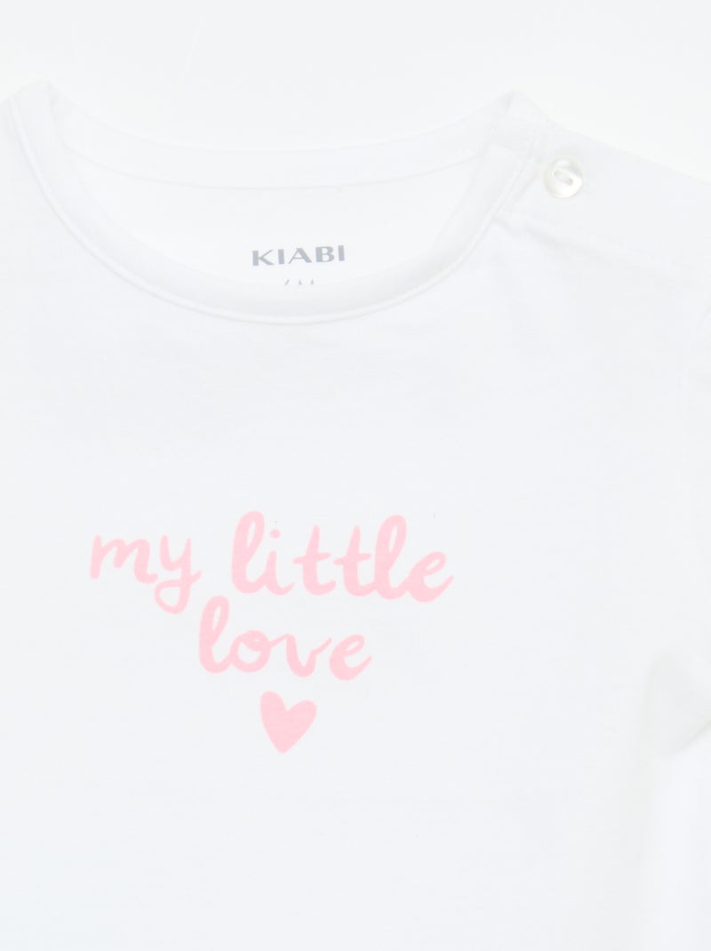 T-shirt van jerseytricot met korte mouwen Wit - Kiabi