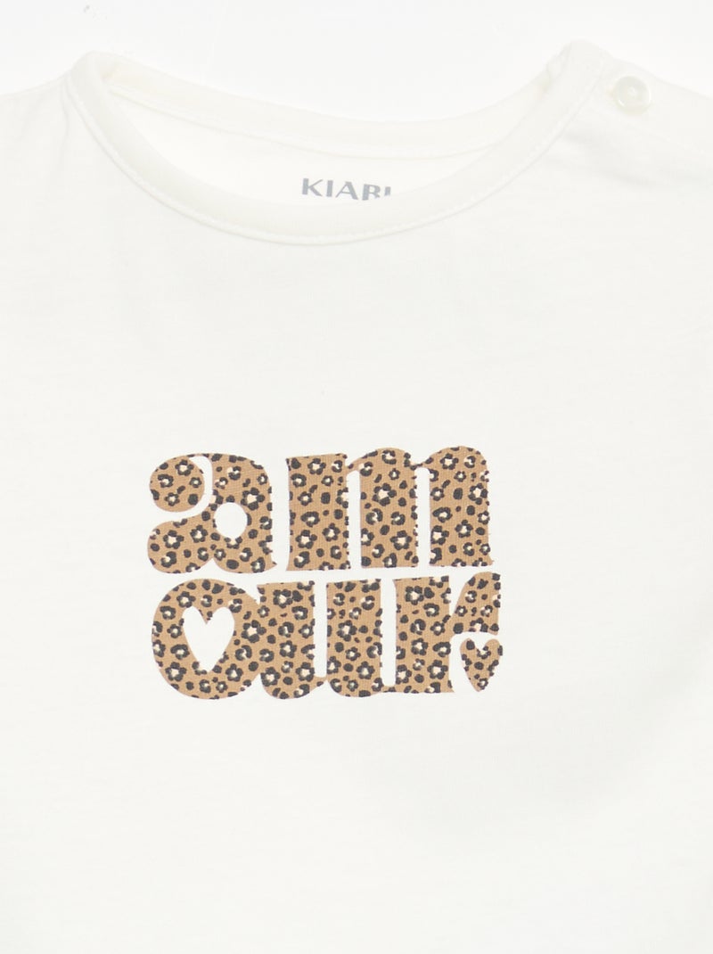 T-shirt van jerseytricot met korte mouwen Wit - Kiabi