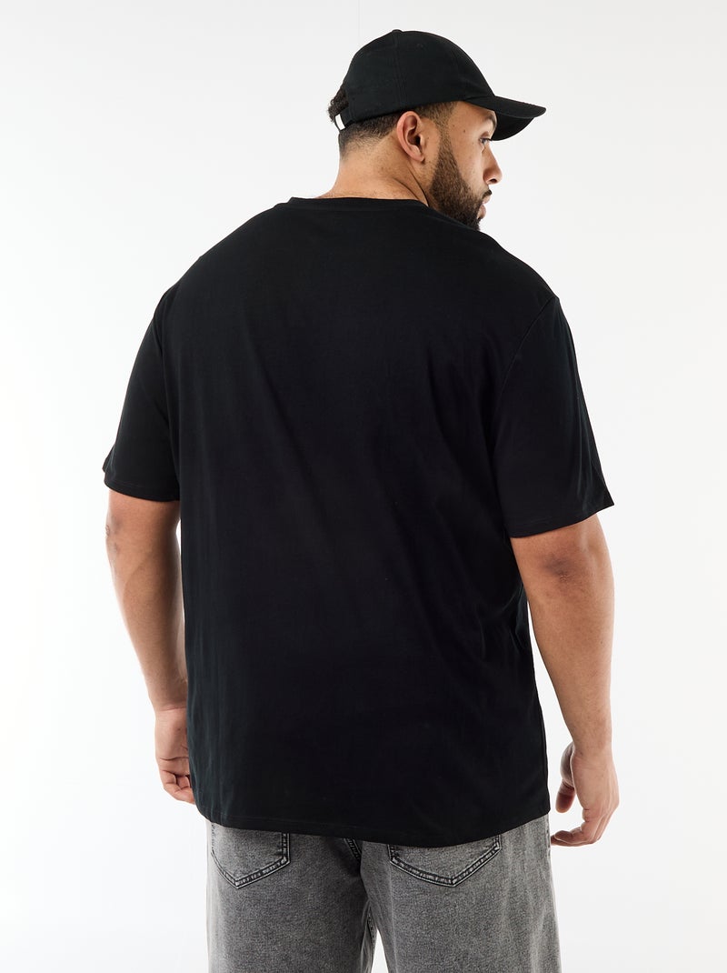 T-shirt van jerseytricot met korte mouwen Zwart - Kiabi