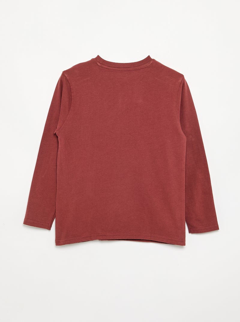 T-shirt van jerseytricot met lange mouwen Bruin - Kiabi