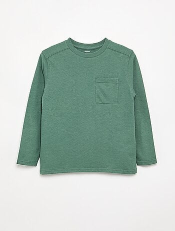 T-shirt van jerseytricot met lange mouwen