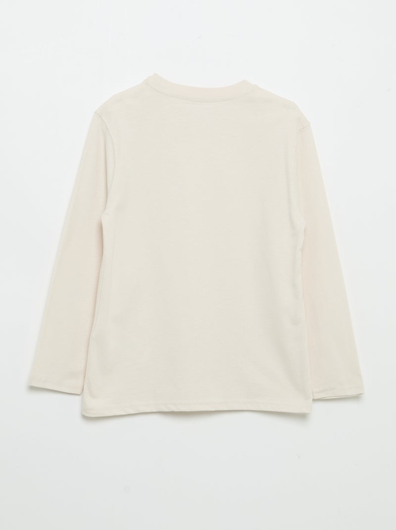 T-shirt van jerseytricot met lange mouwen Wit - Kiabi