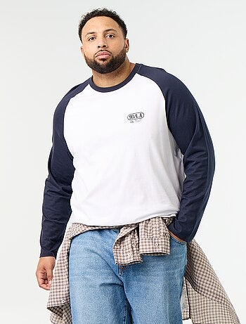 T-shirt van jerseytricot met lange raglanmouwen