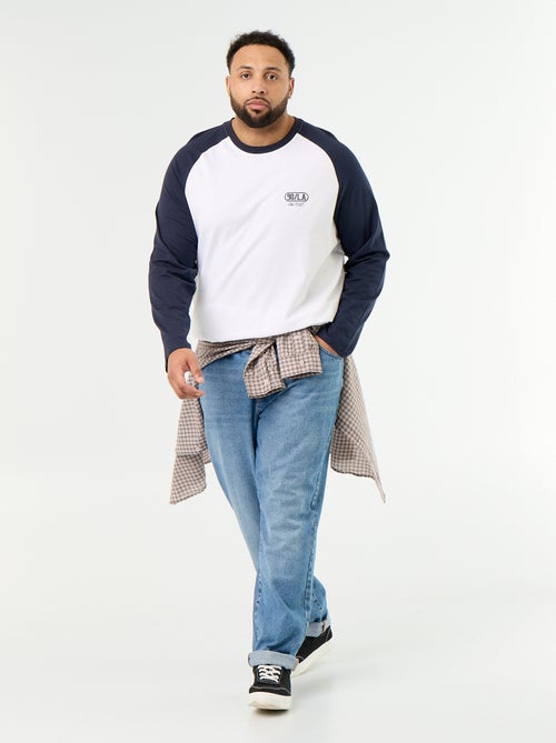 T-shirt van jerseytricot met lange raglanmouwen - Kiabi