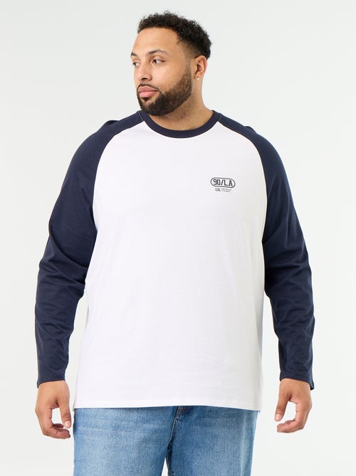 T-shirt van jerseytricot met lange raglanmouwen - Kiabi