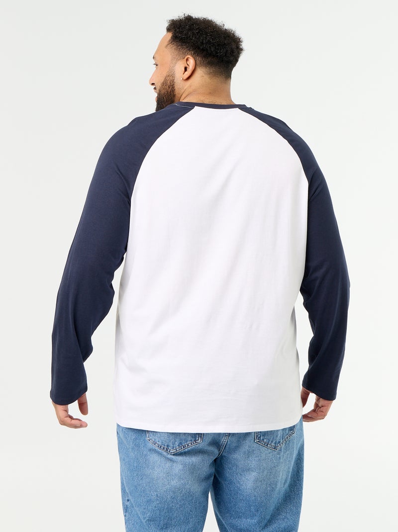 T-shirt van jerseytricot met lange raglanmouwen Blauw - Kiabi