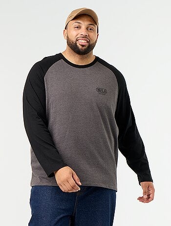 T-shirt van jerseytricot met lange raglanmouwen