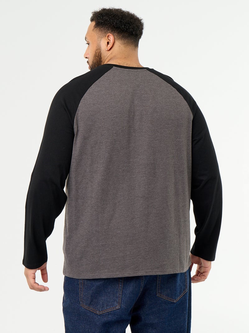 T-shirt van jerseytricot met lange raglanmouwen Grijs - Kiabi