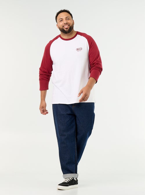T-shirt van jerseytricot met lange raglanmouwen - Kiabi