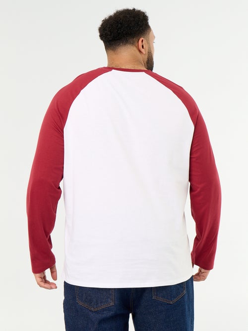 T-shirt van jerseytricot met lange raglanmouwen - Kiabi