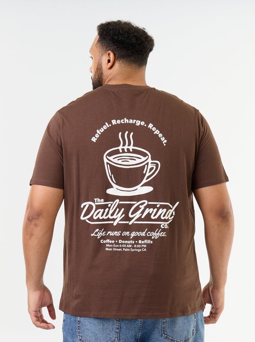 T-shirt van jerseytricot met print en korte mouwen - Kiabi