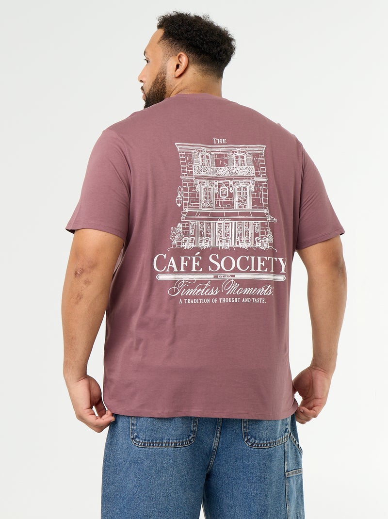 T-shirt van jerseytricot met print en korte mouwen Paars - Kiabi