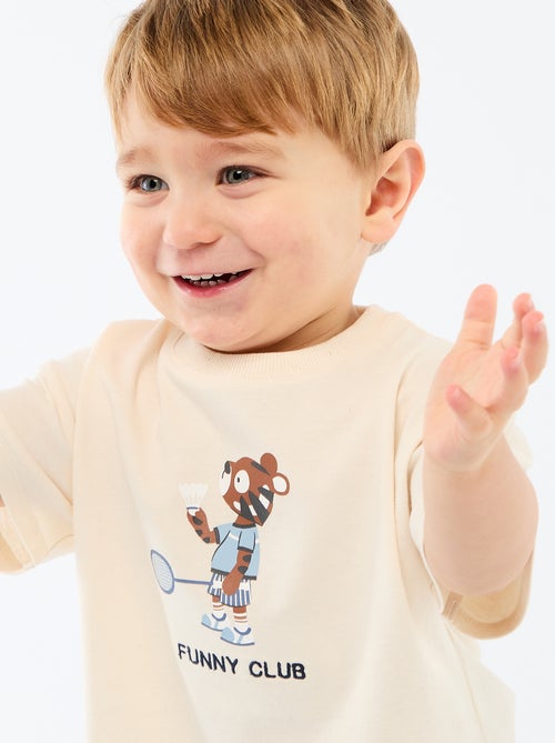T-shirt van jerseytricot met print en korte mouwen - Kiabi