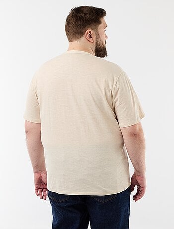 T-shirt van jerseytricot met tunisische kraag en korte mouwen