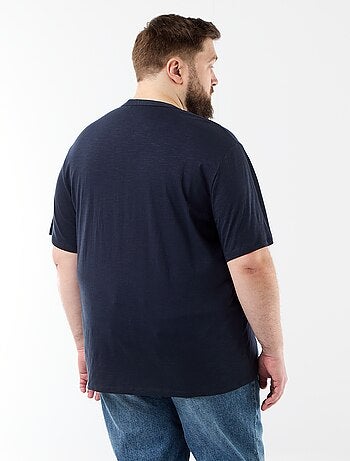 T-shirt van jerseytricot met tunisische kraag en korte mouwen