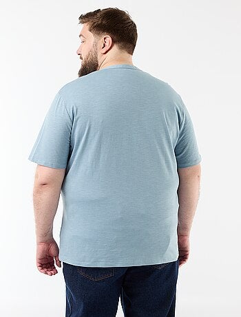 T-shirt van jerseytricot met tunisische kraag en korte mouwen