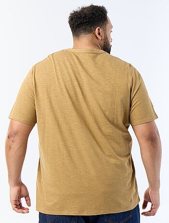 T-shirt van jerseytricot met tunisische kraag en korte mouwen