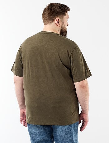T-shirt van jerseytricot met tunisische kraag en korte mouwen