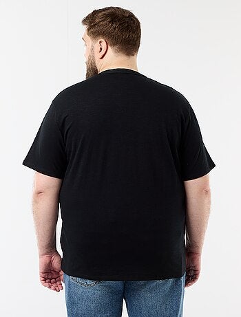 T-shirt van jerseytricot met tunisische kraag en korte mouwen