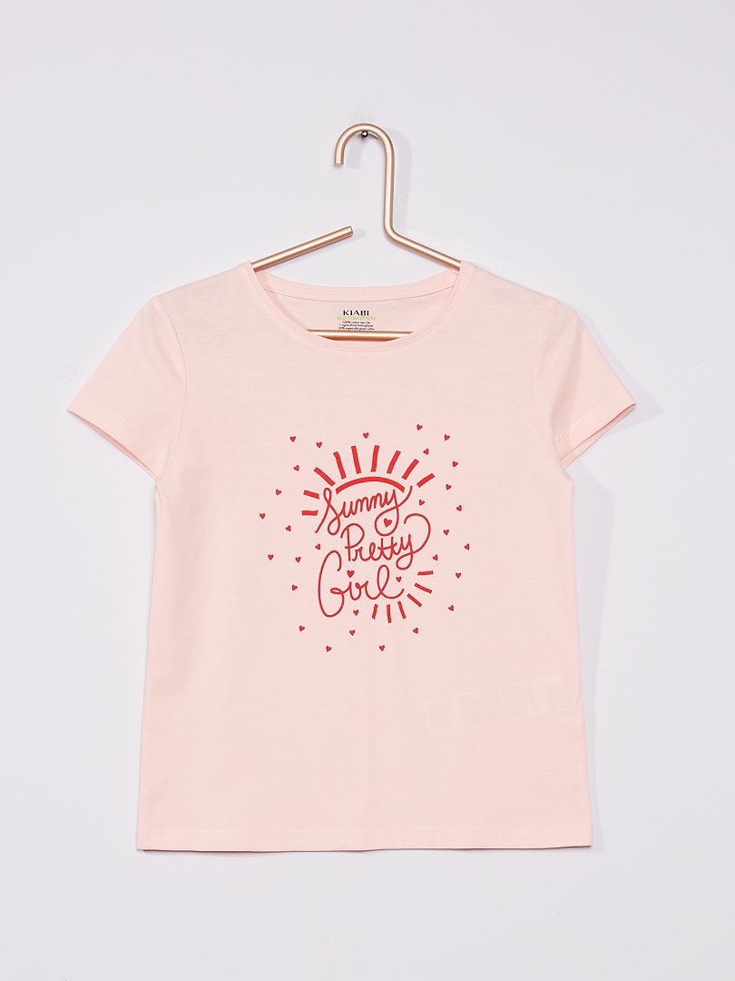 T-shirt van jerseytricot roze - Kiabi