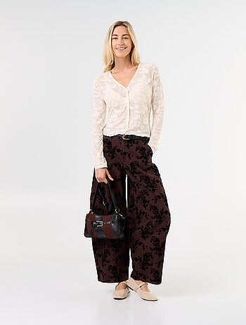 T-shirt van kant met blouse-effect