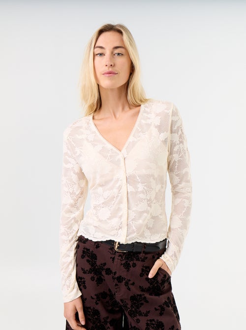 T-shirt van kant met blouse-effect - Kiabi