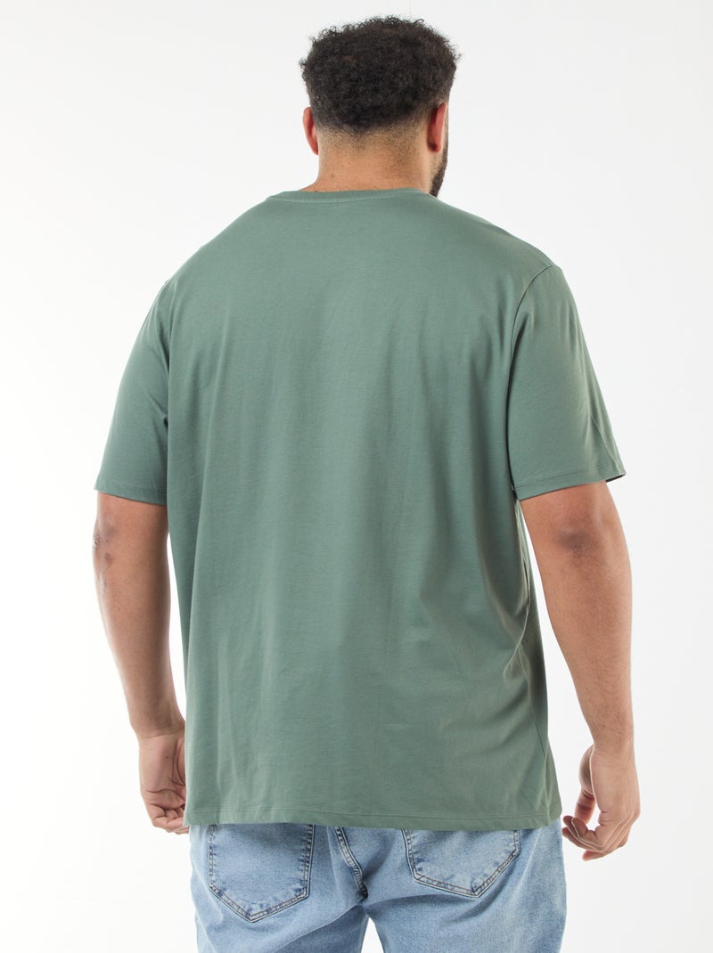 T-shirt van katoen met zachte touch Groen - Kiabi