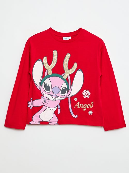 T-shirt van katoenen jersey met kerstprint 'Disney' 'Angel' - Kiabi