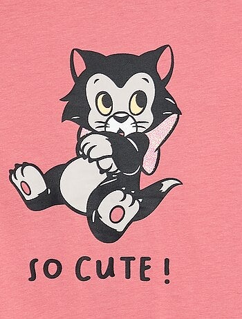 T-shirt van katoenen jersey met kerstprint 'Disney' 'Figaro'